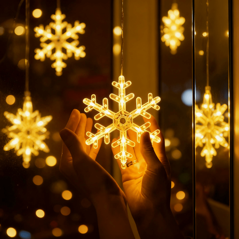 LED Christmas Lights – Available in 1-Piece or 3-Piece Sets with Star, Snowflake, and Christmas Tree Designs. Battery-Powered with Suction Cup Base for Easy Window Mounting or Hanging (Batteries Not Included). Perfect for A
