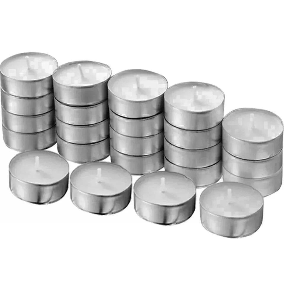 100 Pcs Tea Candles with Aluminum Cups, Clean & Vegan 4-Hour Long Burning Tea Lights For Home Pool Dinner Weddings Aromatherapy