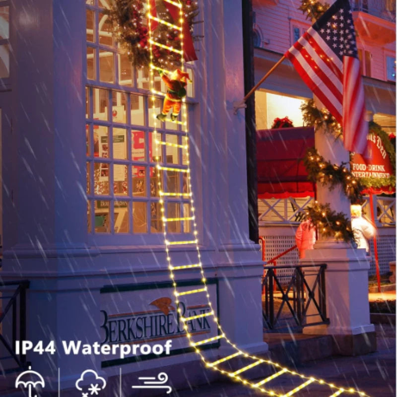 LED Santa Claus Climbing Ladder Light 1.5/3M USB Plug Christmas Decoration with 8 Flashing Modes for Home Xmas Tree Wall Window