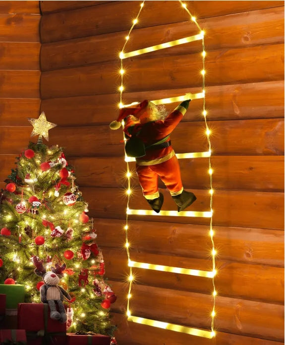 LED Santa Claus Climbing Ladder Light 1.5/3M USB Plug Christmas Decoration with 8 Flashing Modes for Home Xmas Tree Wall Window