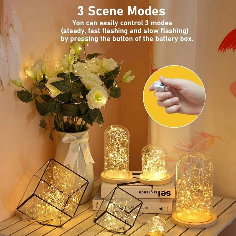 1 / 5 / 10 pcs Fairy String Lights – Battery-Operated LED Lights for Home, Bedroom, Garden, Wedding, Christmas, and New Year Decorations. Perfect for adding a warm, magical glow to any space or festive occasion.