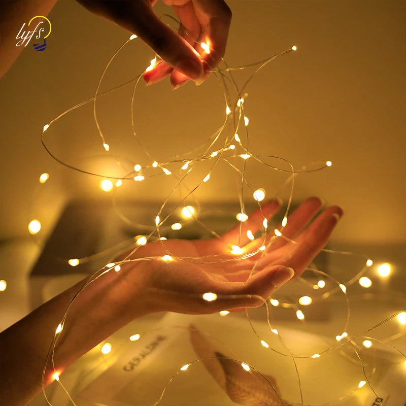 1 / 5 / 10 pcs Fairy String Lights – Battery-Operated LED Lights for Home, Bedroom, Garden, Wedding, Christmas, and New Year Decorations. Perfect for adding a warm, magical glow to any space or festive occasion.
