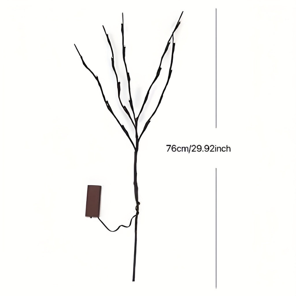 2pcs Set of Artificial Tree Branch LED Lights - Battery-Powered, 20 LEDs per Vase, Vase-Filled Decorative Lights for Home, Romantic Bedside Lamp, Christmas, Halloween, Thanksgiving, Hanukkah, Wedding, Valentine'S Day, Metal &