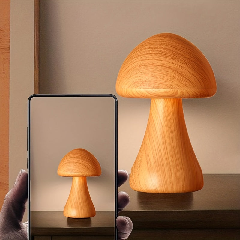 1pc 3-color LED mushroom light, night light, USB light with touch sensor, portable dimmable bedside light with USB charging, wireless desk light, home decoration mushroom desk light, Christmas light, Christmas gift
